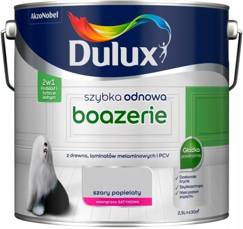 Dulux Szybka Odnowa farba do boazerii Szary Popielaty satyna 2,5L
