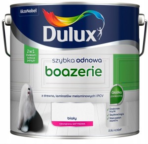 Dulux Szybka Odnowa farba renowacyjna do boazerii Biały satynowy 2,5L