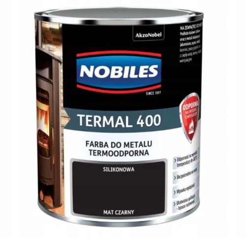 Nobiles Termal farba termoodporna do metalu Czarny Mat 0,7l