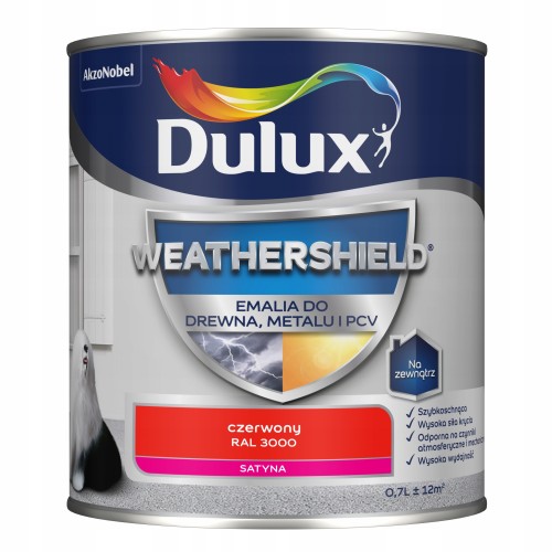 Dulux Weathershield emalia akrylowa do metalu i drewna Czerwony 0,7L