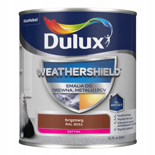 Dulux Weathershield emalia akrylowa do metalu i drewna Brązowy 0,7L