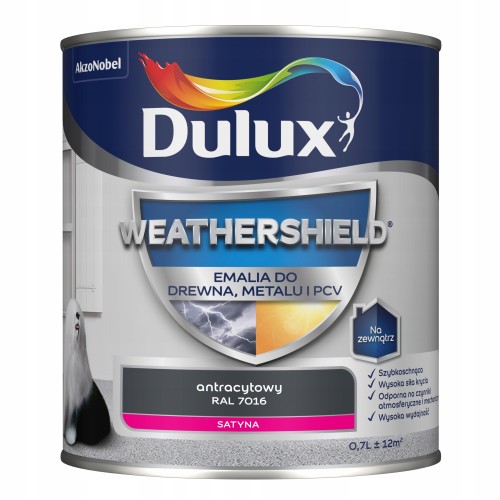 Dulux Weathershield emalia akrylowa do metalu i drewna Antracyt 0,7L