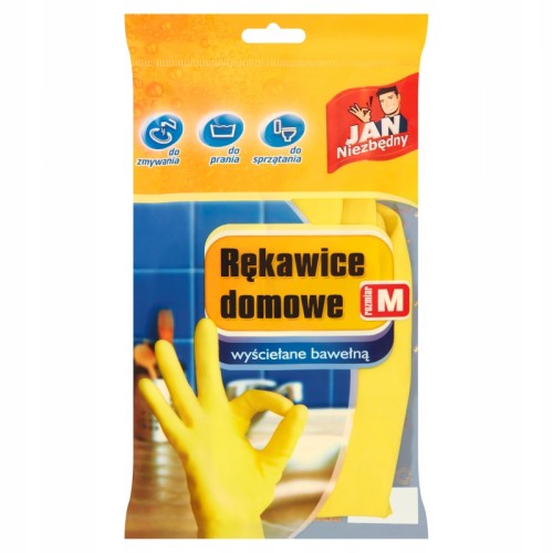 Jan Niezbędny rękawice domowe lateksowe rozmiar M do sprzątania 1 szt.