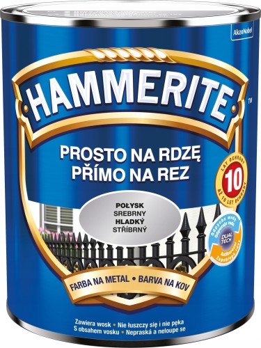 Hammerite Prosto Na Rdzę farba do metalu Srebrny Połysk 0,7L