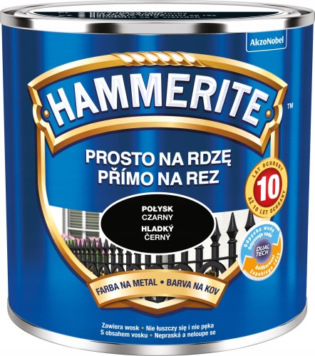 Hammerite Prosto Na Rdzę farba do metalu Czarny Połysk 0,25L