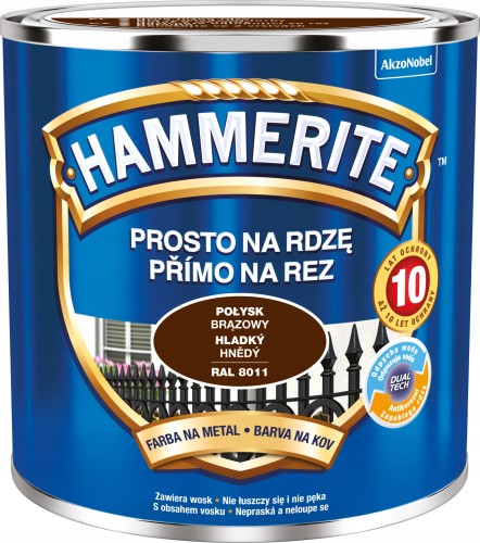 Hammerite Prosto Na Rdzę farba do metalu Brązowy Połysk 0,25L