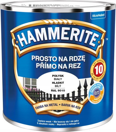 Hammerite Prosto Na Rdzę farba do metalu Biały Połysk 0,25L