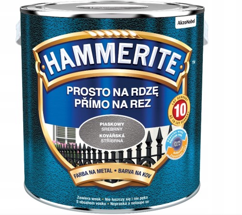 Hammerite Prosto Na Rdzę farba do metalu piaskowy srebrny 2,5L