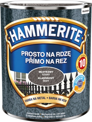 Hammerite Prosto Na Rdzę farba do metalu młotkowy szary 0,7L