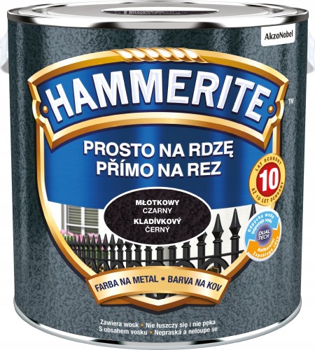 Hammerite Prosto Na Rdzę farba do metalu młotkowy czarny 2,5L