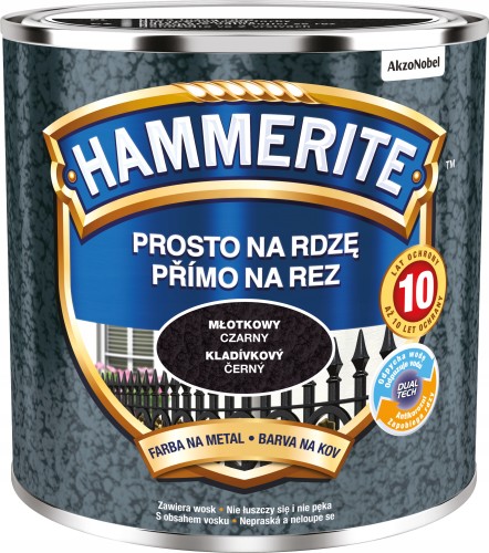 Hammerite Prosto Na Rdzę farba do metalu młotkowy czarny 0,25L