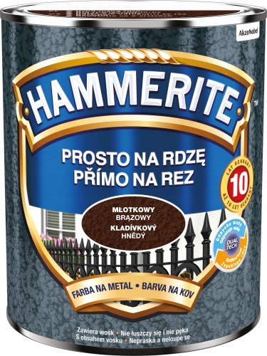 Hammerite Prosto Na Rdzę farba do metalu młotkowy brązowy 0,7L