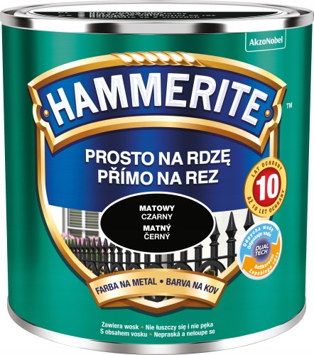 Hammerite Prosto Na Rdzę farba do metalu czarny matowy 0,25L