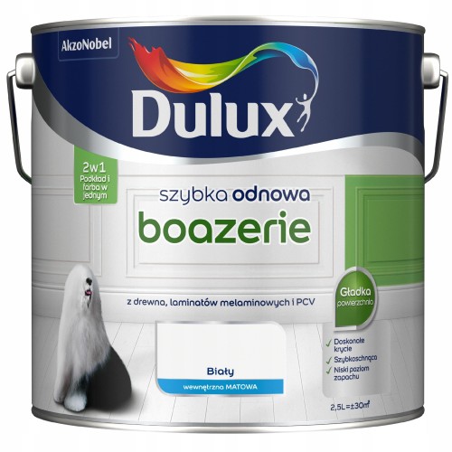 Dulux Szybka Odnowa farba renowacyjna do boazerii Biały Mat 2,5L