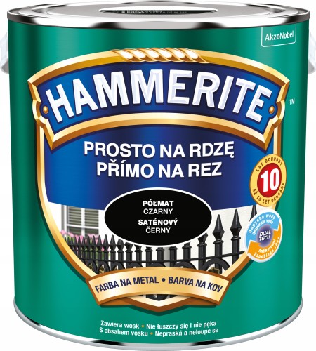 Hammerite Prosto Na Rdzę farba do metalu Czarny Półmat 2,5L