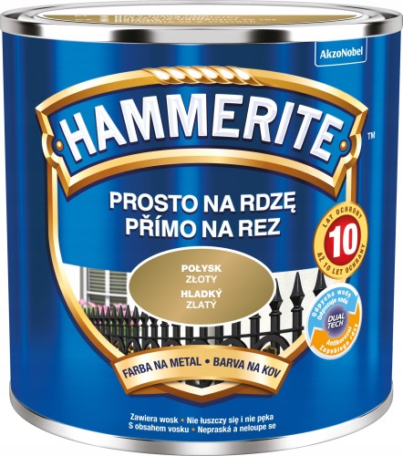 Hammerite Prosto Na Rdzę farba do metalu Złoty Połysk 0,25L