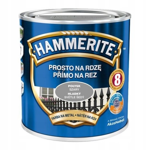 Hammerite Prosto Na Rdzę farba do metalu Szary Połysk 0,7L
