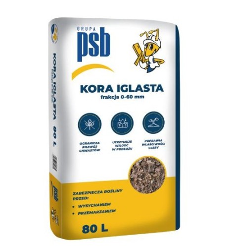 Kora sosnowa ogrodowa iglasta ozdobna naturalna 0-60mm 80L