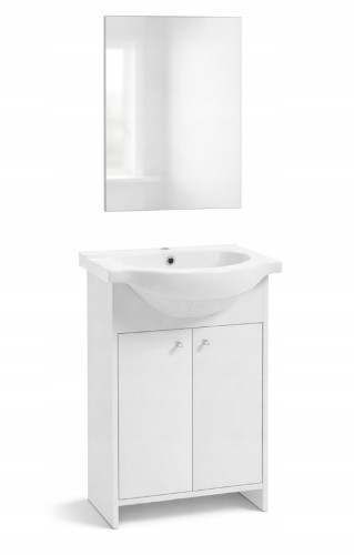 Szafka łazienkowa z umywalką i lustrem 85x65cm stojąca biała Diana