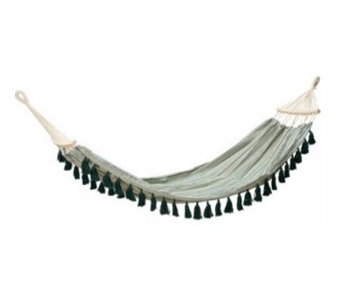 Hamak ogrodowy jednoosobowy z drążkiem zielony 280x100 cm