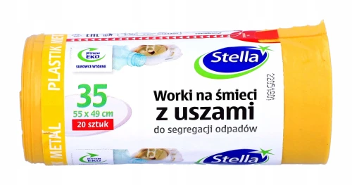 Stella worki do segregacji żółte z uszami na plastik 35l 20 szt.
