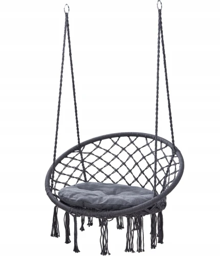 Fotel wiszący do ogrodu kokon bocianie gniazdo boho antracyt 80cm