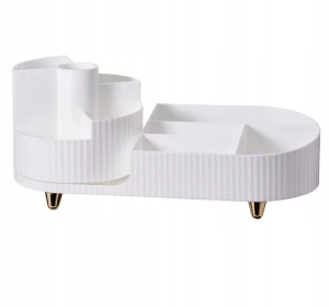 Organizer na kosmetyki plastikowy ryflowany z przegródkami biały 34cm 1szt