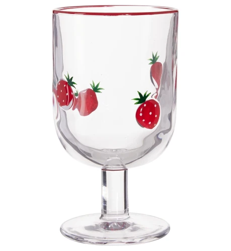 Kieliszek szklany do wina napojów przezroczysty w truskawki 345ml 1szt