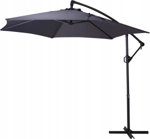 Parasol ogrodowy boczny na stelażu komfortowy cień ciemny szary 300cm