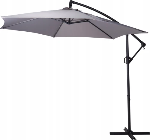 Parasol ogrodowy boczny na stelażu komfortowy cień jasny szary 300cm