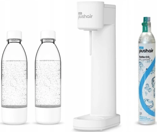 Saturator do wody Dafi PushAir + 2 x butelka 0,7 L + nabój CO2 zestaw biały