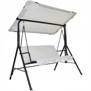 Huśtawka ogrodowa wolnostojąca 3-osobowa z daszkiem szara 175x151 cm