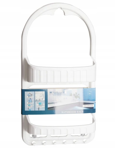 Półka pod prysznic organizer plastikowy dwa poziomy biały 51cm