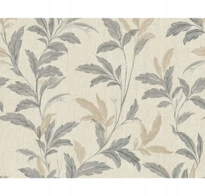 Tapeta winylowa na flizelinie rośliny liście szaro-beżowa 10m
