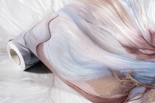 Tapeta winylowa na flizelinie rozmyte kształty niebiesko-beżowa 10m