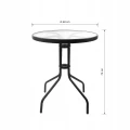 Stolik ogrodowy kawowy okrągły szklany blat czarny 60x70cm