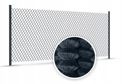 Siatka ogrodzeniowa pleciona stalowa antracytowa ocynkowana 1,50x10 m