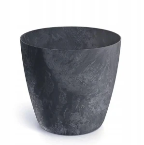 Doniczka plastikowa osłonka okrągła efekt betonu antracyt 19,8 cm