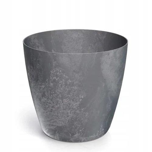 Doniczka plastikowa osłonka okrągła efekt betonu ciemny szary 17,8 cm