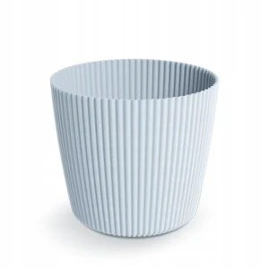 Doniczka plastikowa osłonka okrągła ryflowana jasny szary 14,6 cm Milly