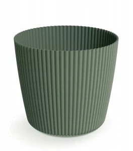 Doniczka plastikowa osłonka okrągła ryflowana zielona 14,6 cm Milly