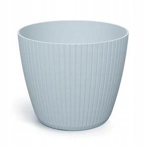 Doniczka plastikowa osłonka okrągła ryflowana jasny szary 17,8 cm Lamia 