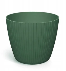 Doniczka plastikowa osłonka okrągła ryflowana zielona 17,8 cm Lamia