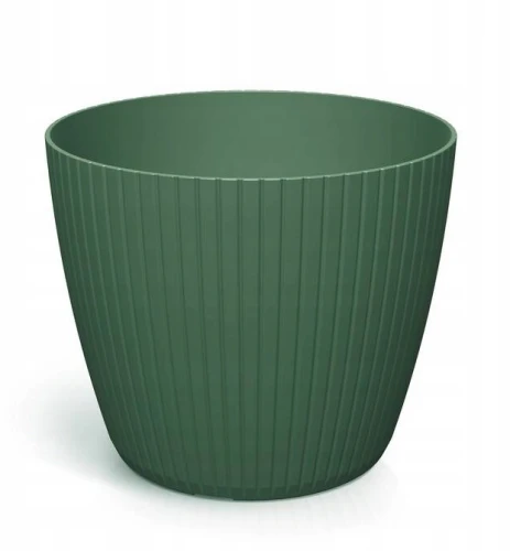 Doniczka plastikowa osłonka okrągła ryflowana zielona 17,8 cm Lamia