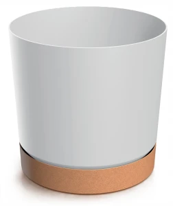 Doniczka plastikowa osłonka okrągła z podstawką biała 29,2 cm Tubo