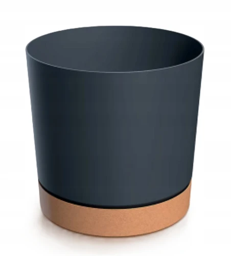 Doniczka plastikowa osłonka okrągła z podstawką antracyt 29,2 cm Tubo