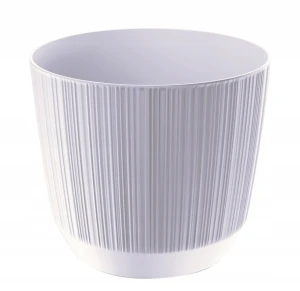 Doniczka plastikowa okrągła osłonka ryflowana biała 12,6 cm Ryfo