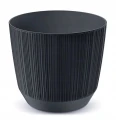 Doniczka plastikowa okrągła osłonka ryflowana antracyt 12,6 cm Ryfo