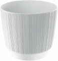 Doniczka plastikowa okrągła osłonka ryflowana biała 19,5 cm Ryfo