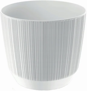 Doniczka plastikowa okrągła osłonka ryflowana biała 16,8 cm Ryfo